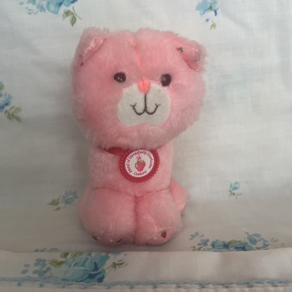 Strawberry Shortcake Custard Pink Cat Kitten 6" Plush Kenner Stuffed Animal